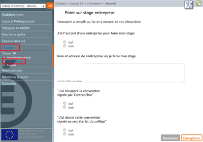 arborescence d'acces au formulaire