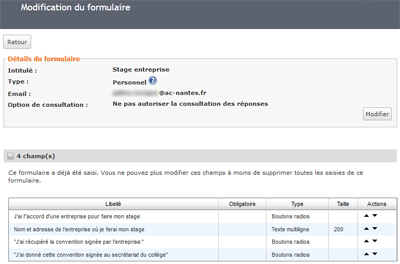 conception du formulaire